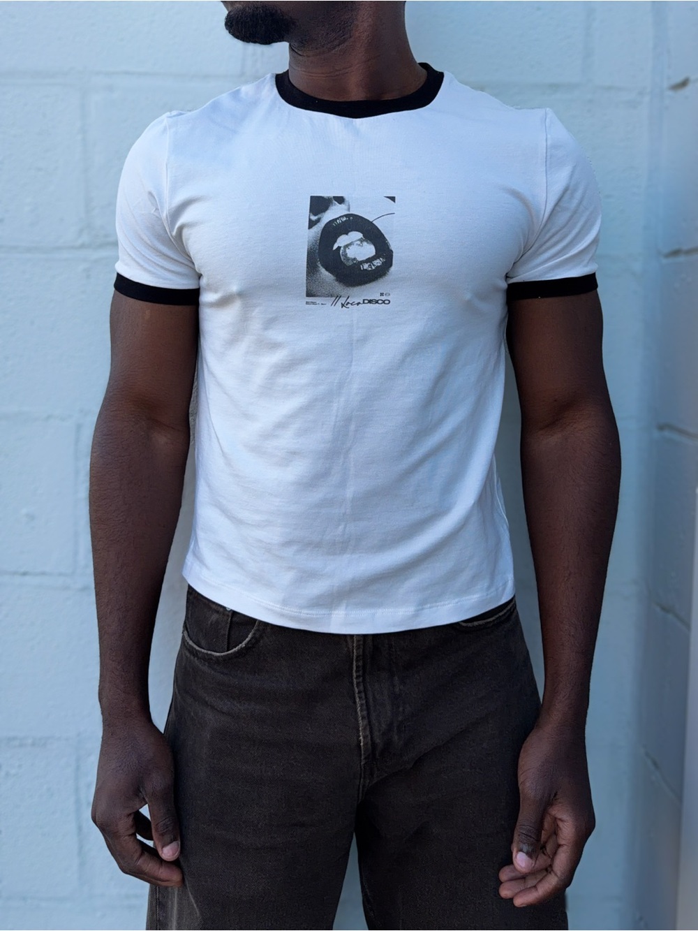 ASOS White Short-Sleeve Ringer Tee with Black Trim